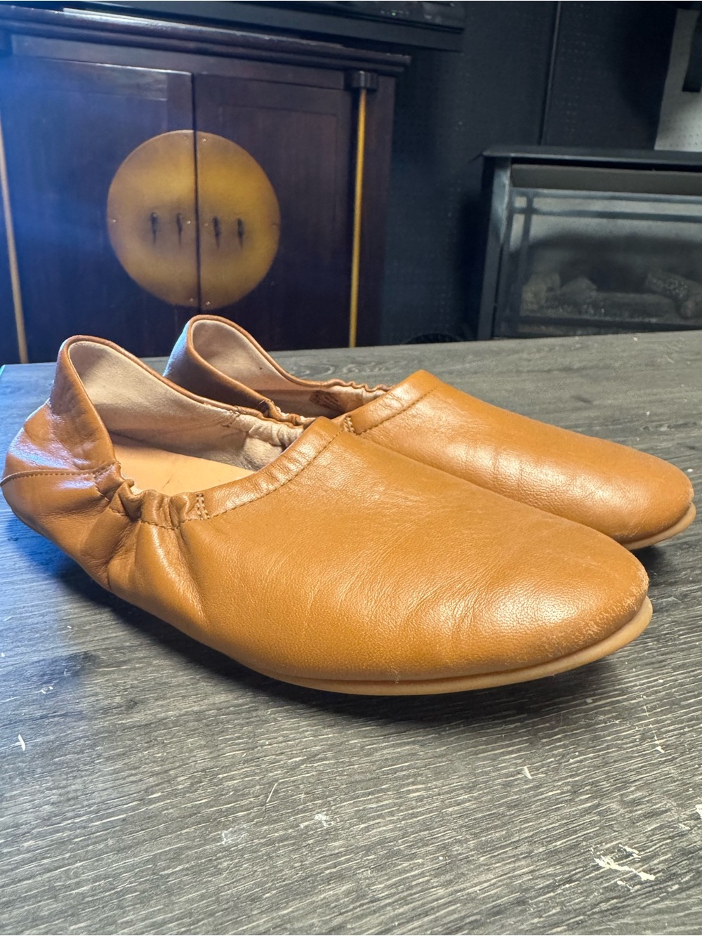 Fitflop Tan Leather Slip-On Flats